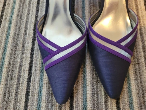 Jacques Vert Hat Shoes Size 7 Bag Purple Black Mother Of Bride Wedding Formal - Picture 9 of 17