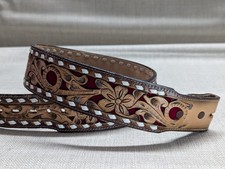 vintage USA made TONY LAMA buckle belt 28 leather TOOLED cowboy WESTERN rodeo