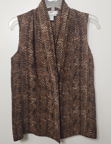 Brown Geometric Sleeveless Top