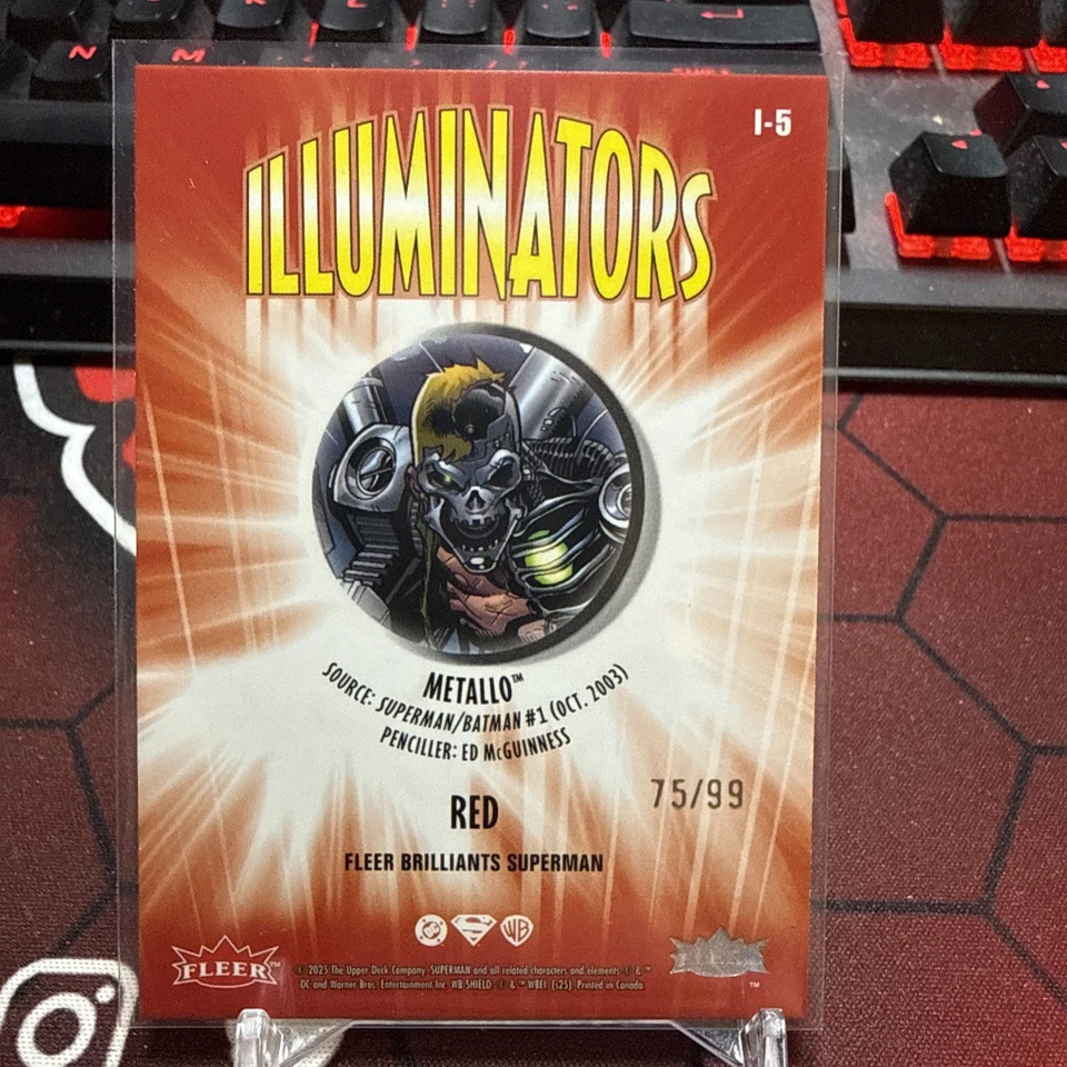2025 Upper Deck Fleer Brilliants Superman ILLUMINATORS Red Metallo /99 RARE - Image 2 of 2
