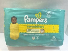 Pampers Swaddlers Size 1 Diapers- 32 Count- Infant Baby- Ultra White - USA Made