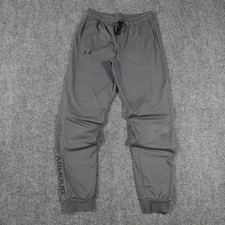 Under Armour Pants Boys Youth Large YL Gray Athletic Joggers Activewear 0866