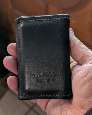 Ted Gillmer Handmade Leather Card Case Holder Wallet Premium folded Bills