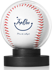 Baseball Display Case, round Clear Ball Holder with Wooden Base, Autograph Baseb