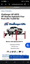 Challenger Model 4P14EFX 4 Post Car Lift 14,000ib. Capacity 