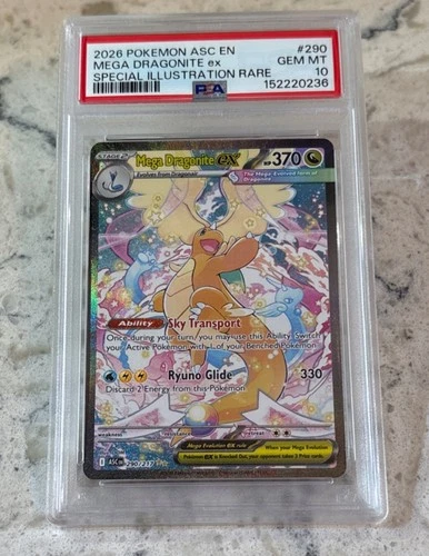 PSA 10 Mega Dragonite EX 290/217 SIR Ascended Heroes Pokemon GEM MINT
