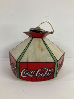 Tiffany Style Stained Glass Coca Cola VTG Hanging Light Untested