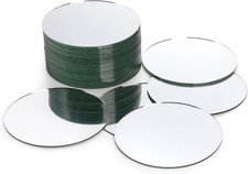 Set of 40 Glass Mirror Tiles, 5 Inch Round Small Glass Circle Mirror Candle Plat