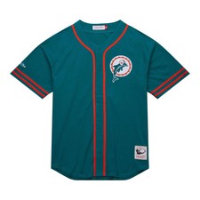 Miami Dolphins NFL Mitchell & Ness Fashion Cotton Button Front Trikot Blau-XL