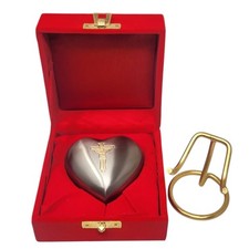 Christian Cross Heart Urn for Ashes Grey Memorial Cremation Keepsake with Box