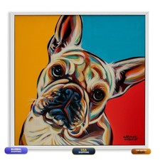 Stupell Industries French Bulldog Pop Portrait 24 X 24 Inch Framed Gicle Print