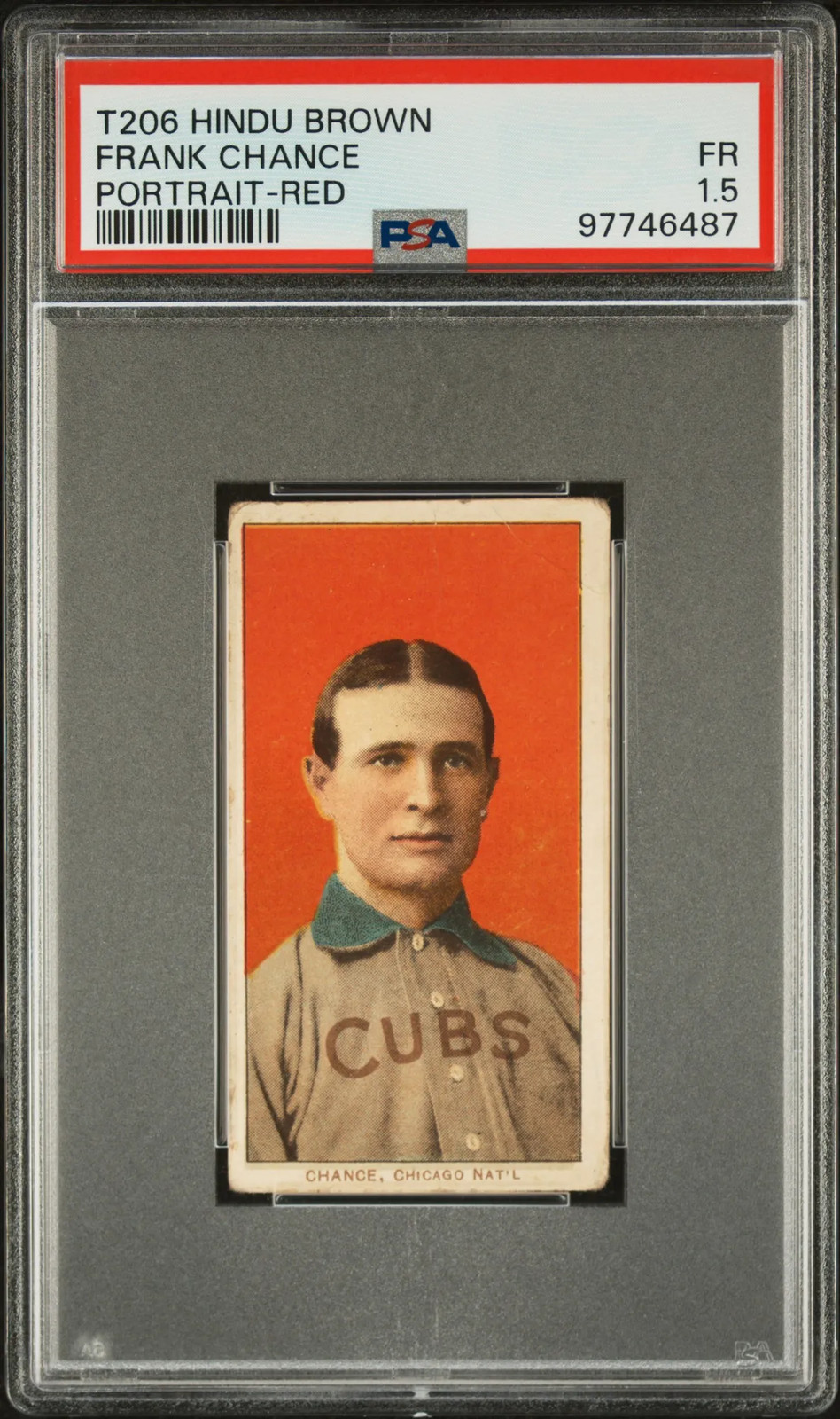1909-11 T206 Hindu Brown Frank Chance Portrait Red PSA 1.5