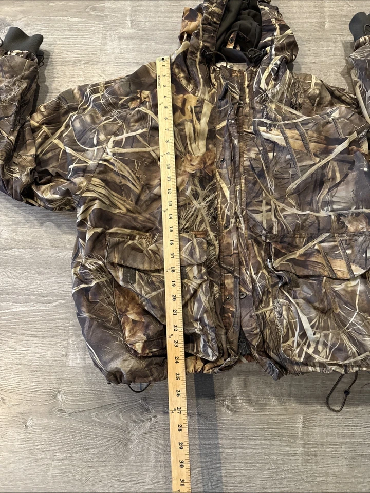 Vtg Herters Duck Hunting Jacket L 2-in-1 XL Wetlands Camo Removable Hood - Image 2 of 4
