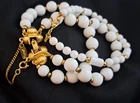 Vintage MONET White & Gold Beaded Bracelet Costume Jewelry Lot