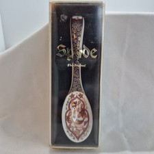 Spode Cabinet Ceylon Porcelain Spoon England Floral Bird Design w/ Box