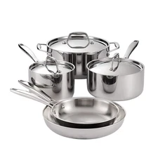 Tramontina Signature Tri-Ply Clad Stainless Steel 8-Piece Cookware Set with L...