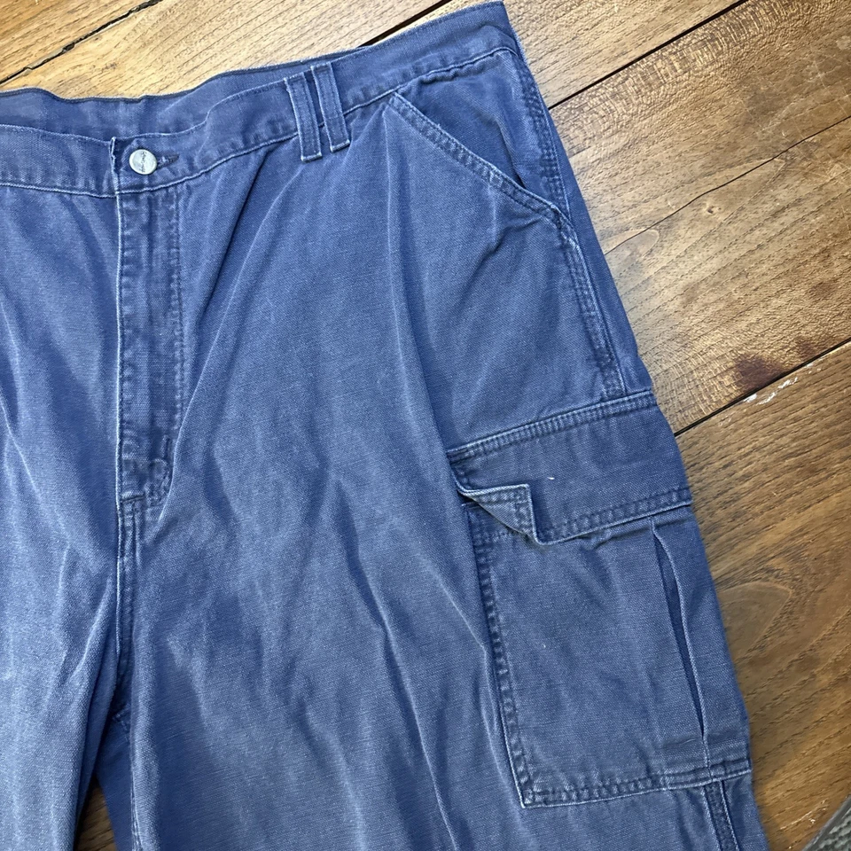 Vintage Carhartt Canvas Carpenter Pants Mens Size 42x32 Blue Workwear B114 MDT - Image 4 of 4