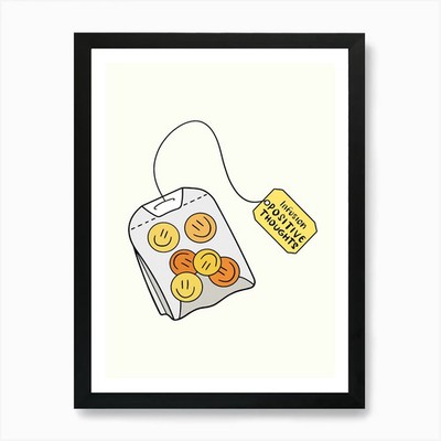 Infusion Happy Thoughts Motivationa Framed Wall Art Poster Canvas Print Picture