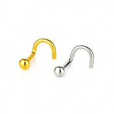 14k Yellow or White Gold Ball Nose Piercing Stud