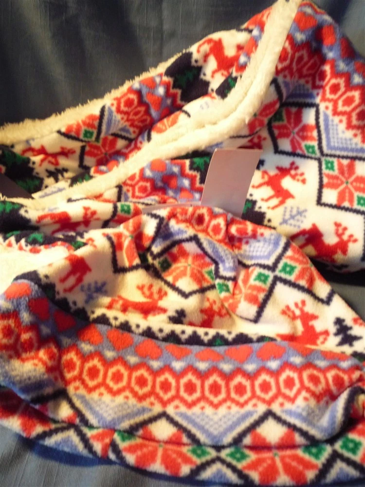 Lands End SCARF & HAT SET Scarf Scarves Fleece Backing Hat L-XL Great Gift!