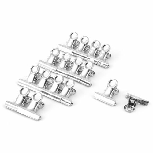   Office Metal Spring Loaded Bill File Paper Binder Clips Clamps 16pcs - Picture 1 of 3