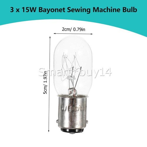 3 x Sewing Machine Bulb 15W - For Janome, Elna, Brother, Singer, Globe, Bayonet - Picture 10 of 10