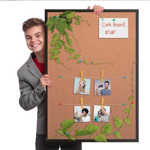 Durable 20" x 30" Bulletin Board in Elegant Black Frame for Easy Note Display - Picture 5 of 10