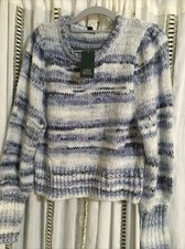 Women's Spacedye Crewneck Pullover Sweater - Wild Fable Blue NWT Large