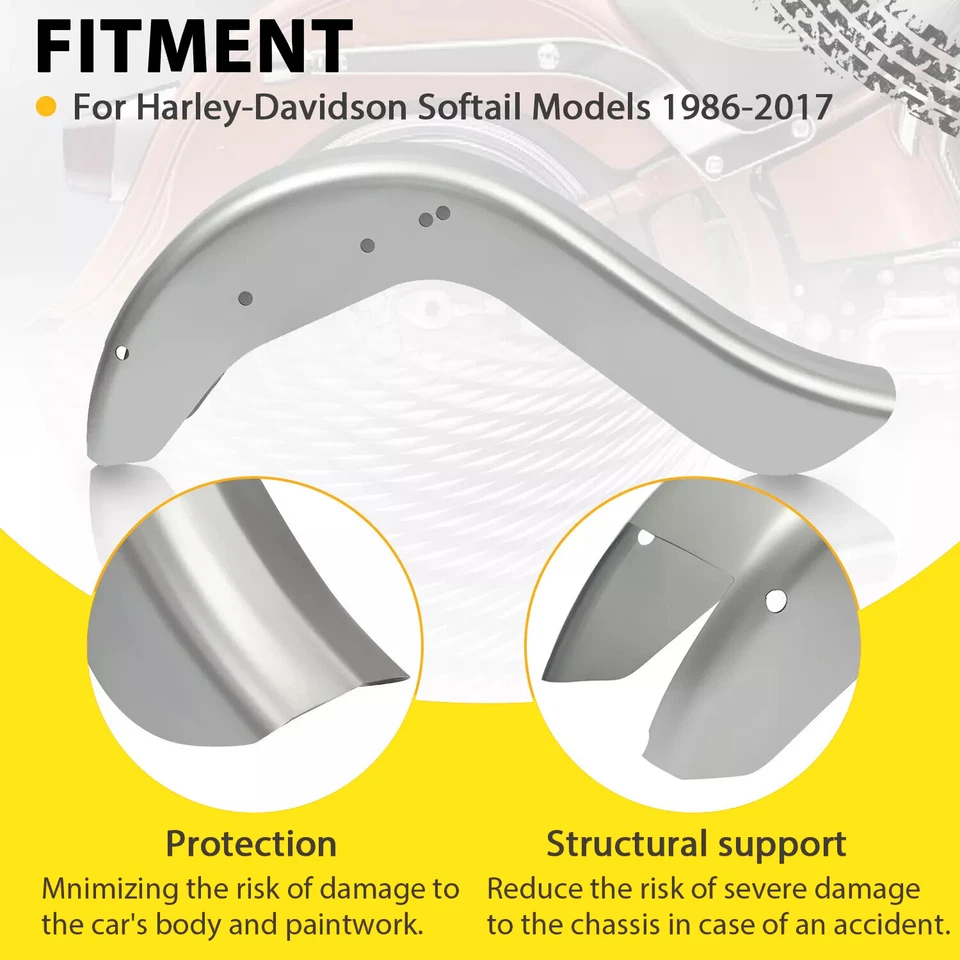 6" STRETCHED STEEL REAR FENDER EXTENDED FOR HARLEY SOFTAIL MODELS 1986-2017 - Imagem 3 de 4