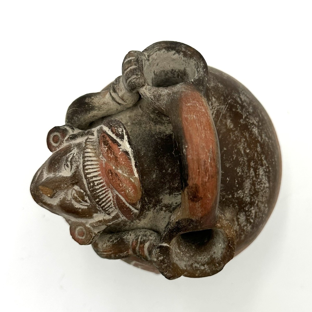 Pre-Columbian Maya Reproduction Effigy Stirrup Vessel Polychrome