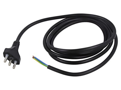 114 Kabel 3x0,75mm2 CEI 23-50 (L) Stecker,Kabel PVC 2m schwarz TASKER