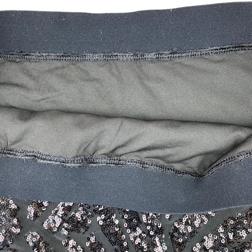 BCBGMaxAzria Paxton Black Sequin Elastic Waist Mini Skirt Women's Size Lg - Picture 5 of 7