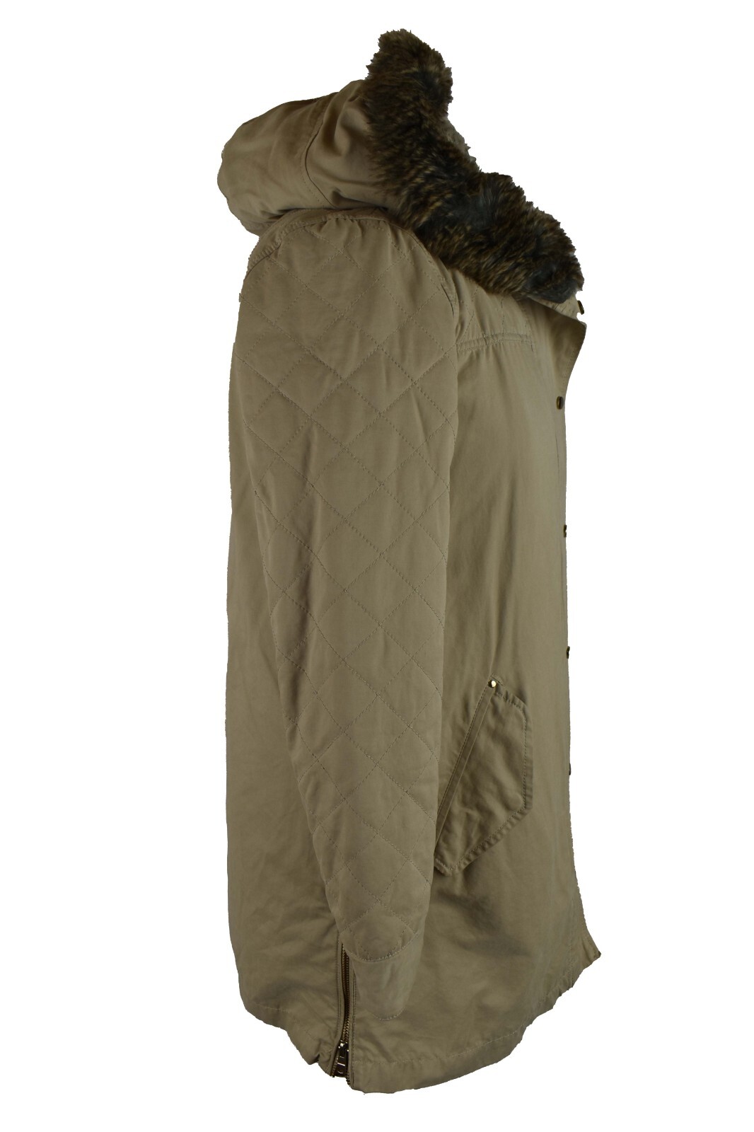 ZARA BASIC Beige Padded Jacket size S Womens Full… - image 2