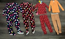 NEW Pajamas girls boys Moose hearts footed 2 pc cat Gap Carters 4 5XL Jammies