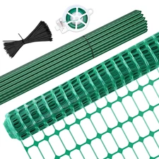SLSY Garden Fence Safety Fence Plastic Mesh & 30/50 Steel Stakes Privacy Screens