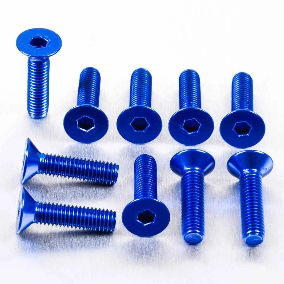 PRO-BOLT Vis tête fraisee en Aluminium M5 x (0.8mm) x 20mm Pack x 10 Bleu
