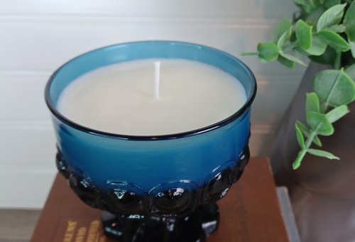Vintage Noritake Spotlight Coin Thumbprint Dessert Glass Dish with Soy Candle - Picture 6 of 6