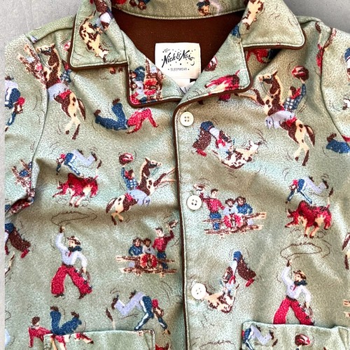Nick & Nora 5T Flannel Boys Western Rodeo 2 Piece Pajamas Set Cowboy Pants Shirt - Picture 7 of 18