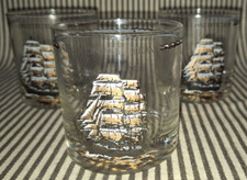 LOT OF 3 SET VTG CULVER 22K GOLD USS CONSTITUTION SHIPS WHISKEY ROCKS GLASSES