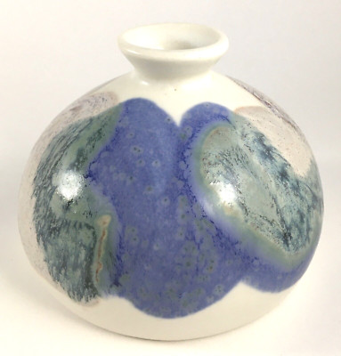 Studio Pottery Steve Kravec 3'' Bud Vase Candle Holder Oil Lamp Porcelain FL
