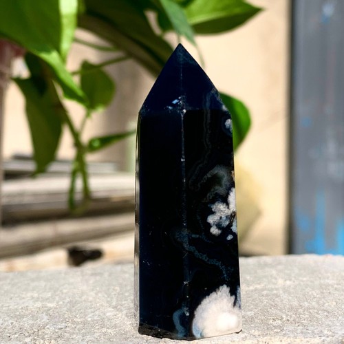 40G Natural black cherry blossom agate pointed pillar crystal spiritual energy - Imagen 4 de 17