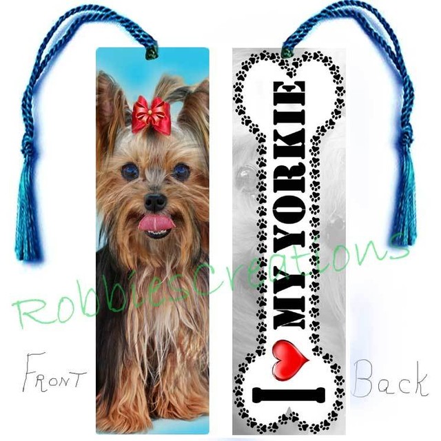 YORKIE Large BOOKMARK w/TASSEL Dog BONE Shape I LOVE MY Yorkshire ...