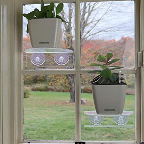 Clear Indoor Plant Holder Hanging Flower Pot Rack Window Plant Shelf Garden - Picture 12 of 12