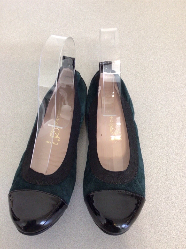 SKA BALLERINA DARK GREEN LEATHER SUEDE BALLET FLATS SCRUNCH SIZE 36 SPAIN - Image 2 of 4