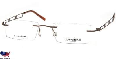 NEW LUMIERE EYEWEAR 7903 COL.3 BROWN-GREY EYEGLASSES RIMLESS 52-18-140 B26mm