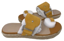 H By Halston Women's Savannah Slip On Slide Sandals W/Toe Ring Amber Size:9.5