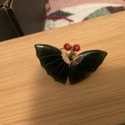 Vintage Costume Jewelry JADE DYNASTY Collection BUTTERFLY Gemstone Brooch Pin