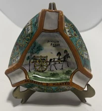 Vintage Ceramic Souvenir Of Milan Beautiful Sicily 3-Slot 4.75” Ashtray