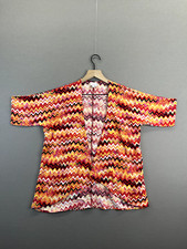 LulaRoe Womens Orange Open Cardigan ZigZag Design Short Sleeve Size 3