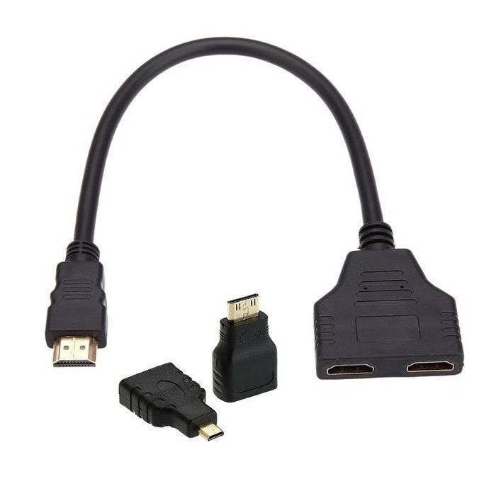 Cablecc HDTV to Dual HDTV Female Splitter Extension Cable Micro & Mini HDMI - Image 2 of 4